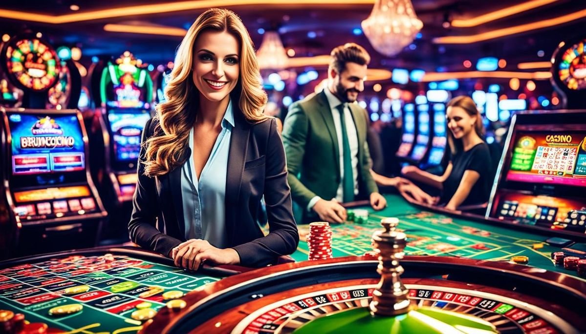 Tim spbutoto bekerja di kantor pusat dengan monitor yang menampilkan sportsbook dan kasino langsung